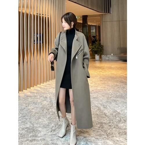 Double sided cashmere coat womens middle and long winter 2021 new high-end temperament aging pure wool coat
