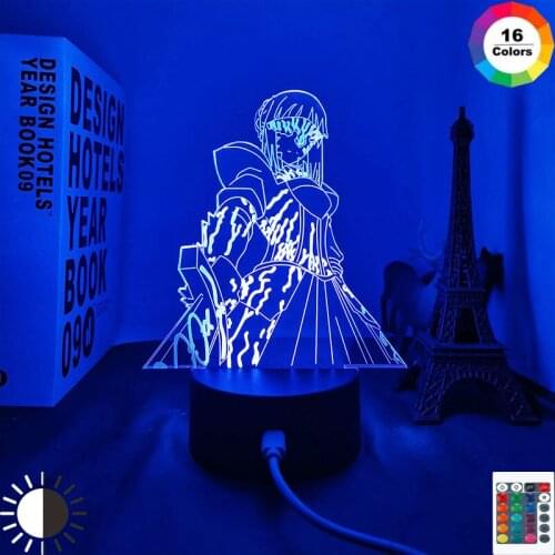 Fate Stay Night Saber Led Night Light Lamp for Bedroom Decor Birthday Gift Manga Fate Stay Night Saber 3d Lamp Anime