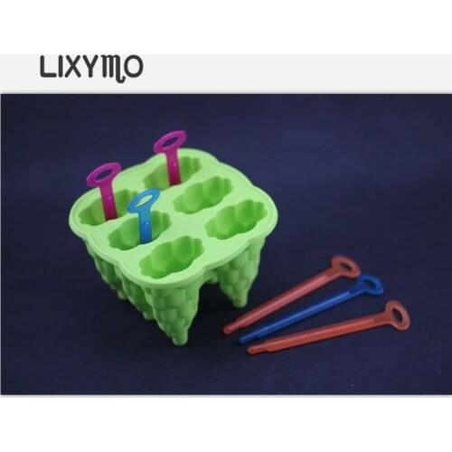 1SET 6 Cells Tree Shapes Ice Tube Mold Maker/Party Kitchen DIY Ice Cream High Quality Silicone Mould With PP Sticks LIXYMO
