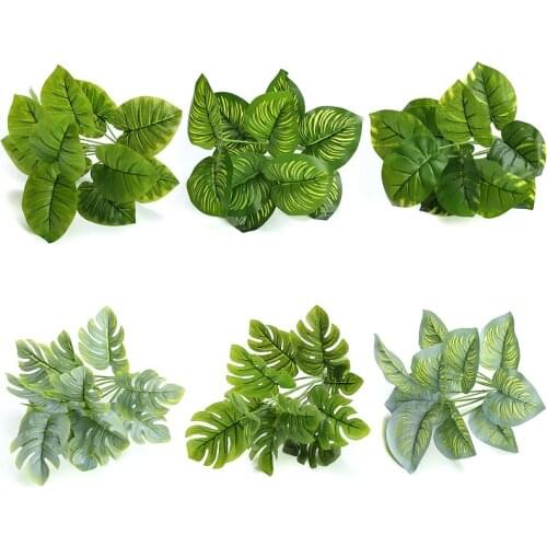 Artificial Greenery Green Leaf Plants, Evergreen Turtle Leaf Big Plants for Office Indoor Outdoor Decoration