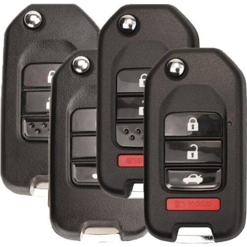 Jingyuqin 5pcs Modified Flip Remote Car Key Fob Shell For Honda Civic City Greiz Jazz Vezel XRV 2/3/4 Buttons Folding Case