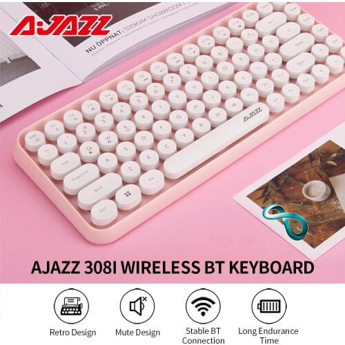 Ajazz 308i Wireless Bluetooth Keyboard 84 Classic Round Keys Wireless Gaming Keyboard For Windows Mac Android iOS Multimedia Key