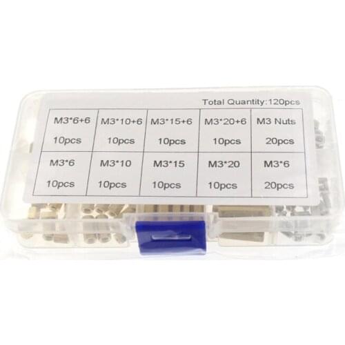 120Pcs M3 Brass Standoff Spacer PCB Board Hex Screws Nut Assortment Kit Female-Female Spacers Male-Female Spacers