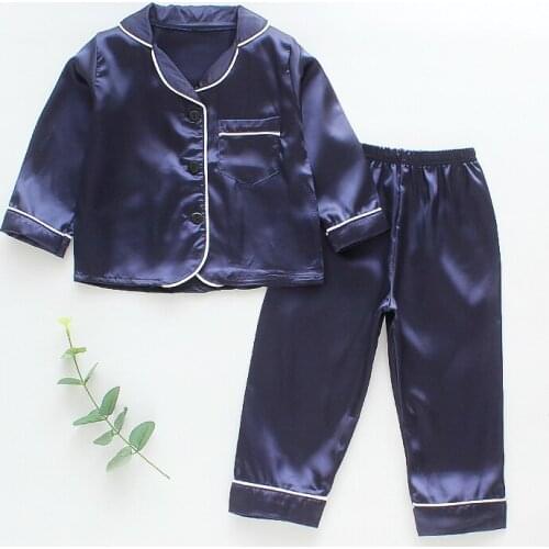 Melario Kids Pajama Silk Satin Tops Pant Autumn Winter Long Sleeve Sleepwear Nightwear Girls Boys Pajama Sets Baby Sleep Clothes