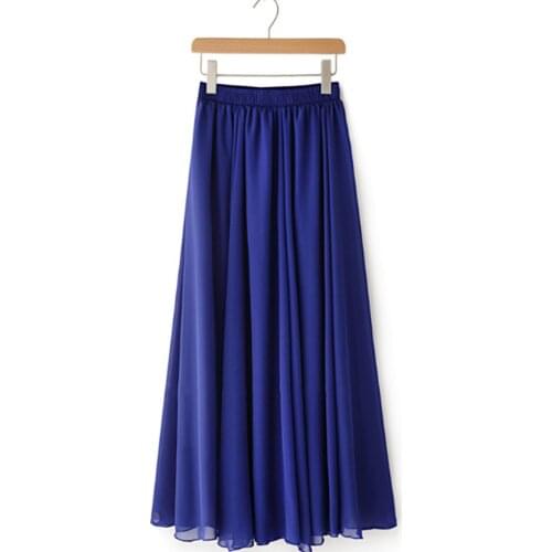 Fashion Women Sexy Beautiful Stretch High Waist Pure Color Chiffon Skirt Beach Skirt YF045