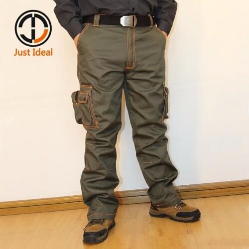 Men Cargo Pants Work Trousers Multi Pockets Casual Pants Military Style Brand Clothing Polyester Cotton For Men Plus Size ID704