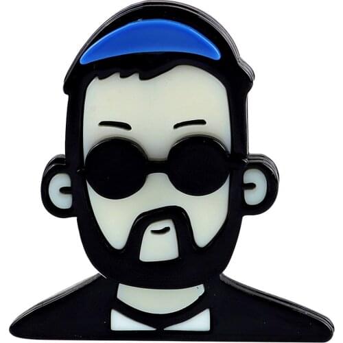 New Punk Cool Figure Acrylic Brooches Pins For Men Women Funny Glasses Man Pins Lapel Badges Bag Decorations Party Jewelry Gifts