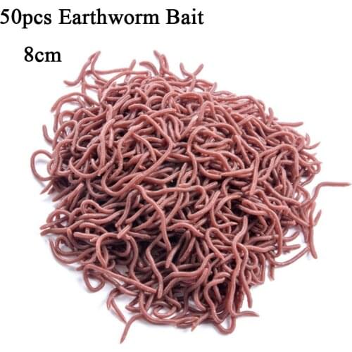 Soft Lure 50pcs/bag 4cm / 8cm Artificial Earthworm Bait Lifelike Red Worms Fishing Tackle Shad Pike Trout Lures