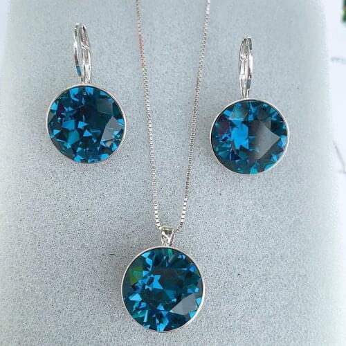 New Wedding Jewelery Set Made with Austrian Crystal For Women Party Bijoux Gift Fashion Bella Earing and Pendant Jewelry Set