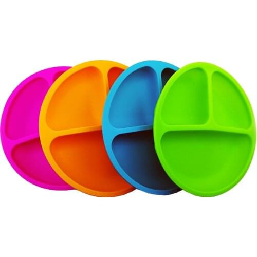 BPA free non slip upset baby silicone Round Shapep separated placemat for kids in one piece placemat