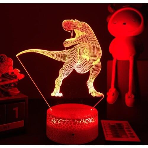 3D Dinosaur Night Light for Kids Bedroom Decor Tyrannosaurus Figure Nightlight Cool Birthday Gift 3d Illusion Acrylic Lamp