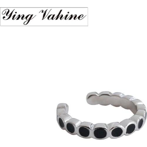 Ying Vahine New 1PCS 100% 925 Sterling Silver Black Zircon Ear Cuff Clip Earrings for Women