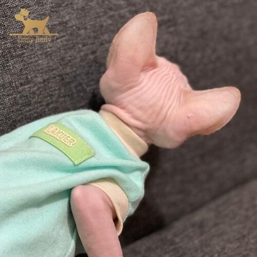 Sphynx Cat Clothes， Cotton Tshirts Pet Clothes, Pullover Kitten T-Shirts with Sleeves, Cats & Small Dogs For Sphinx Fairless Cat