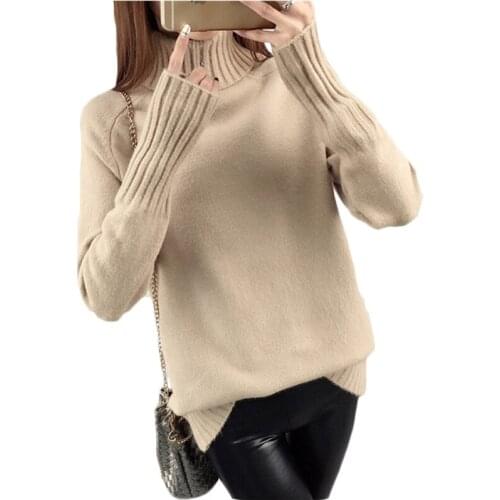 Autumn Winter New High-neck Sweater Women loose Korean Thick Warm Knit Bottom Shirt Women long-sleeve Pullovers Sweaters F720
