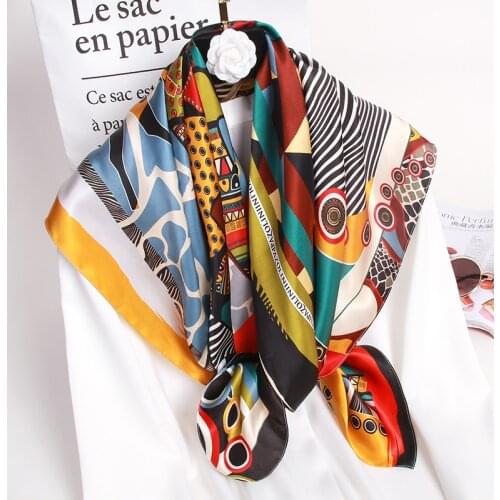 100% Pure Silk Square Scarves Women 2021 Bandana Print Headscarf For Female Nature Silk Scarf Shawl Kerchief Hijab scarf 88x88cm