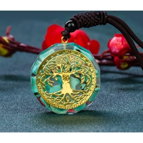 Orgone Pendant Tree Of Life Energy Orgonite Necklace kallaite Crystal Healing Resin pendant Chakra Yoga Meditation Pendant