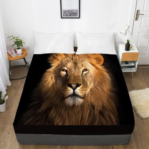 3D Print Custom Bed Sheet With Elastic,Fitted Sheet Queen/King,Animal Black lion Mattress Cover 160x200/150x200,drop ship