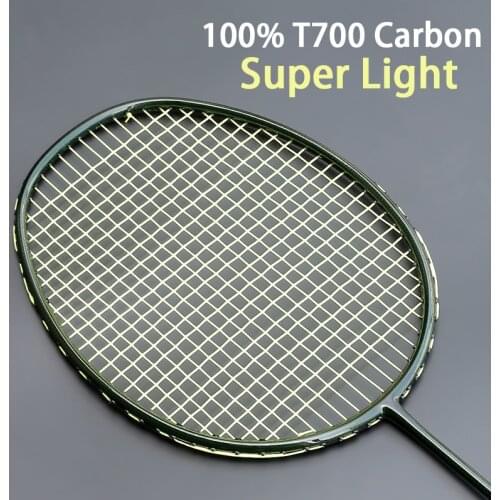 Ultarlight Woven Full T700 Carbon Fiber Badminton Racket Strung Max 32LBS Pounds Professional Racquet With Strings Bag Padel