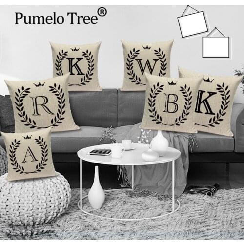 Nordic Letter Alphabet Cushion Covers Geometric Simple Decoration Throw Pillows Cases Linen Woven Bed Cushions Cover Almofadas