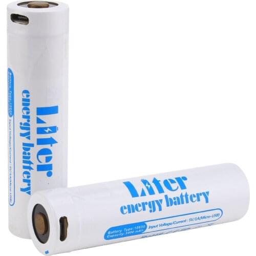 Micro-USB 18650 3400mAh 12.58Wh Li-ion Rechargeable Battery 18650 USB lithium rechargeable battery, 3.7v high capacity 3400mah
