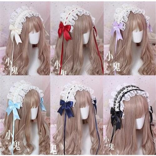 Sweet Lolita Retro KC Headband Female Lace Trim Bowknot Headwear Cosplay Hairpin Accessories B536