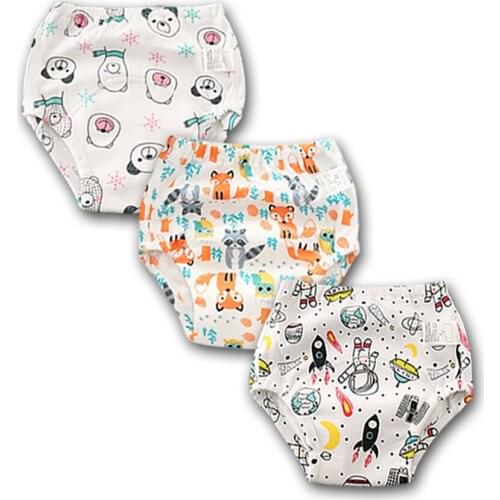 3 pcs Cute Baby Diapers Reusable Nappies Cloth Diaper Washable Infants Kids Baby Cotton Potty Training Pants Pull Up Panties