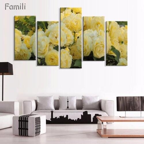 5pcs Romantic Canvas Painting rose flower Oil Painting Large Wall Art Pictures For Living Room Print On Canvas no frame