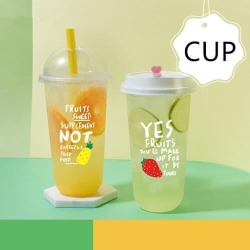 50pcs 95 caliber disposable tea cup net red cold drink juice plastic cup party birthday favor U shaped cute fruit beverage cup