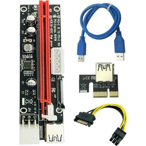 60cm PCI-E extender PCI Express Riser Card 1x to 16x USB 3.0 SATA to 4Pin IDE Molex Adapter for Mining Bitcion Miner