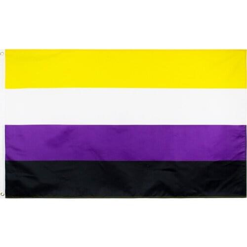 60x90cm/90x150cm Non-binary Pride Flag 2x3ft/3x5ft LGBT Yellow White Purple and Black Banner