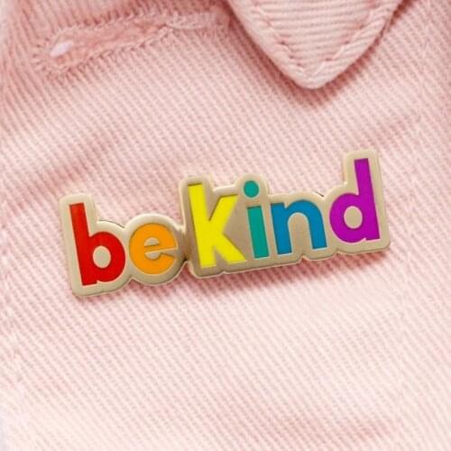 Rainbow Colors BE KIND Gay LGBT Brooch Pins Enamel Metal Badges Lapel Pin Brooches Jackets Jeans Fashion Jewelry Accessories