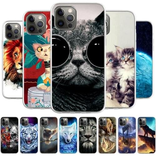 Cases for LG V40 V50 V60 ThinQ Spirit Magna Leno Shockproof Soft TPU Silicone Phone Case Animals Cats Tiger Dog Wolf Cover Shell