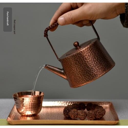 Decanter For Water Water Jug Pure Handmade Red Copper Teapot The Chinese Style Surface Is Hammered Teapot With Filter