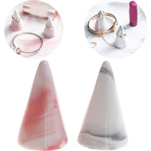 Ceramic Finger Cone Ring Holder Marble Decor Display Stand Tray Jewelry
