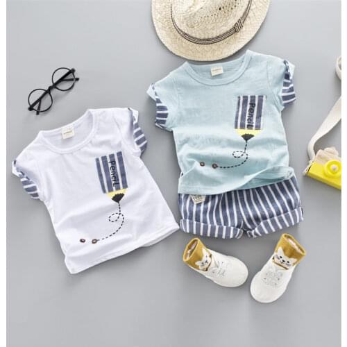 Summer Children Boys Girls Clothing Sets Kids letter T-Shirt Shorts 2Pcs/Sets Toddler Leisure Sport Suits Baby Cotton suit set