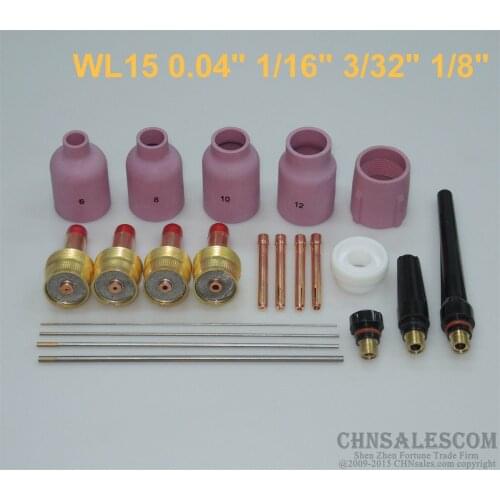 CHNsalescom 21 pcs TIG Torch Large Gas Lens WP-17/18/26 WL15 Tungsten 0.04" 1/16" 3/32" 1/8"