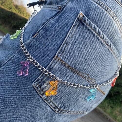 Cool Phants Zipper Chain Belt Hip-Hop Chain Street Coo Keychian Earth Chic Wind for Both Men and Women Disco Phants Zipper