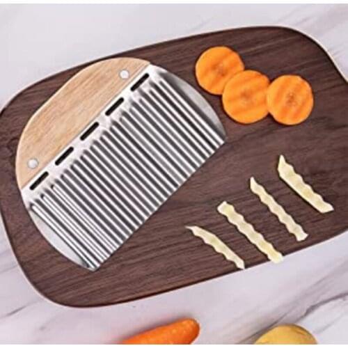 Kitchen Supplies Chopping Vegetables PotatoesStainless Steel Wave Corrugated French Fries CutterPotato Slicer