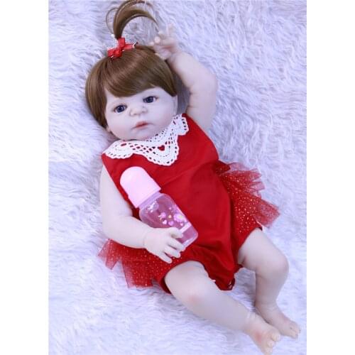 Lovely reborn dolls 23"57cm full body silicone reborn baby dolls fake baby silicone doll bebe alive reborn bonecas juguetes