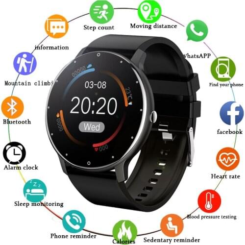LIGE Full Touch Smart Watch Men Heart Rate Blood Pressure Monitoring Sports Tracking Watch Pedometer Waterproof Smartwatch Women