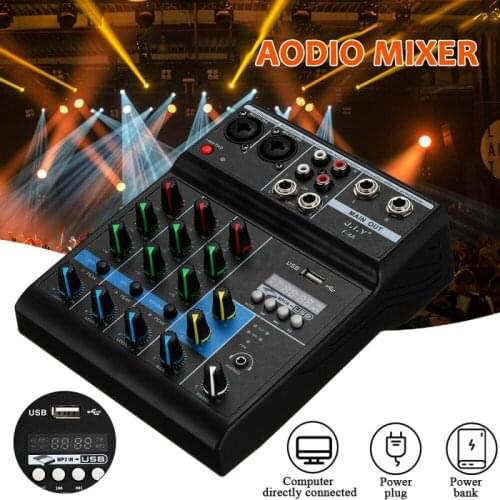 Audio Mixer Portable Bluetooth-compatible Mixing Console 4 Channel Audio Mixer With Reverb Effect For Karaoke USB Stage Karaoke