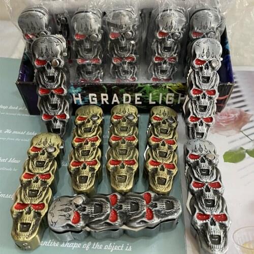 Multifunctional Skull Knife Butane Gas Windproof Lighter Metal Body Pink Flame Switch Knife Cigarette Lighter Mens Gadget