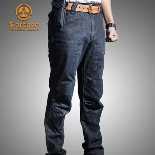 S.archon drill officer tactical jeans male stretch slim multi-pocket army fan pants training pants straight cylinder overalls
