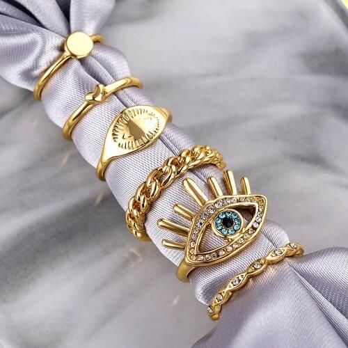 FNIO Fashion Punk Joint Ring Set Geometric Twist Minimalist Jewelry Metal Circular Golden Ring For Women Accessiory