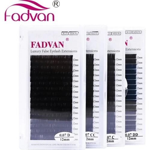 16rows Fadvan Faux Mink Eyelashes Individual Eyelashes Makeup Lashes Extension Lashes Box Case Supplies for Lash Building