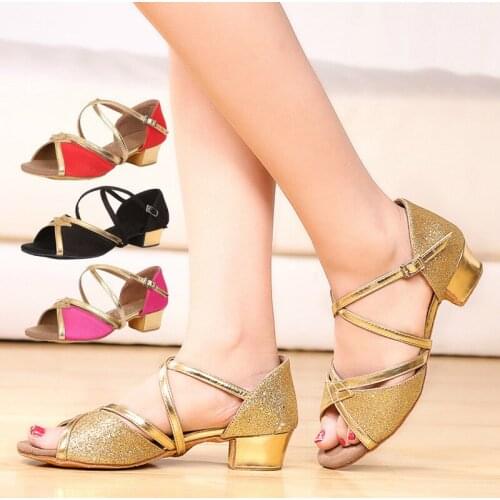 2018 New Hot Sell Ladies Girls Women Satin Latin Dance Shoes Low Heel Ballroom Tango Salsa Dance Shoes Wholesale