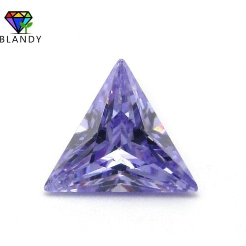 Wholesale Price 3*3mm~10*10mm Triangle Shape Cubic Zircon Stone Lavender Machine Cut Lab Created Loose Cubic Zirconia For Sale