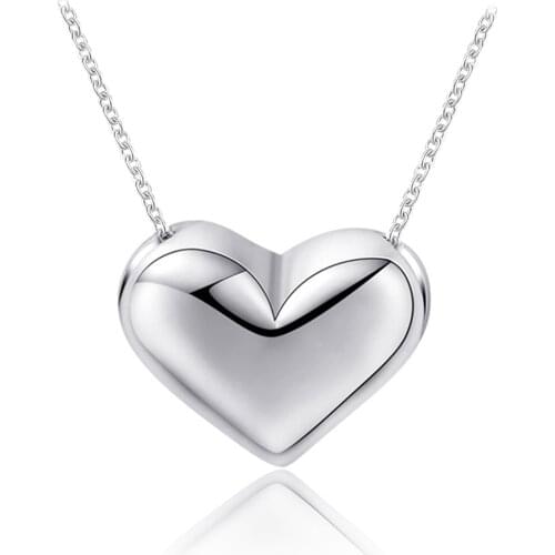 Original S925 Sterling Silver Simple Classic Love Heart Shape Pendant Chain Necklace For Women Lovers Gifts Fashion Jewelry