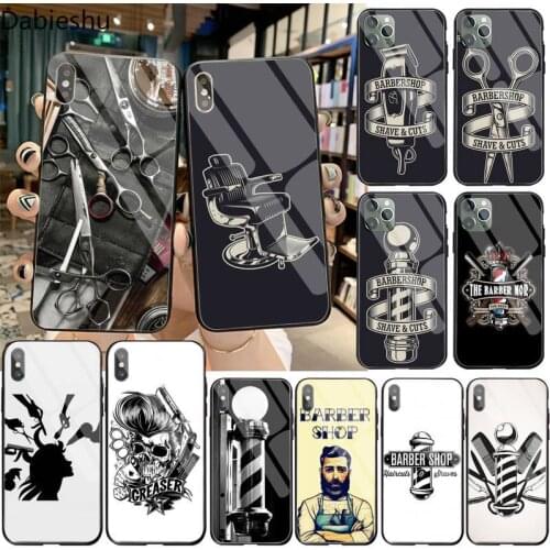 Barber Shop Hair Stylist tools Soft Rubber Phone Cover Tempered Glass For iPhone 11 Pro XR XS MAX 8 X 7 6S 6 Plus SE 2020 case