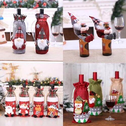 Merry Christmas Decorations For Home Santa Claus Xmas Bottle Cover 2020 Christmas Ornaments Navidad Natal Gift New Year 2021